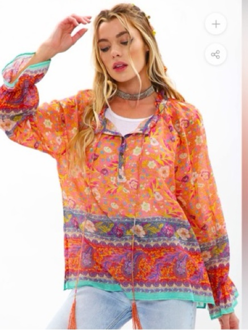 ARATTA SILENT JOURNEY SHEER FLORAL BOHO BLOUSE SMALL